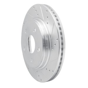 Jeep J8 Brake Rotor (1) - Front Right - R1 Concepts - Drilled & Slotted - Silver - `08-`12